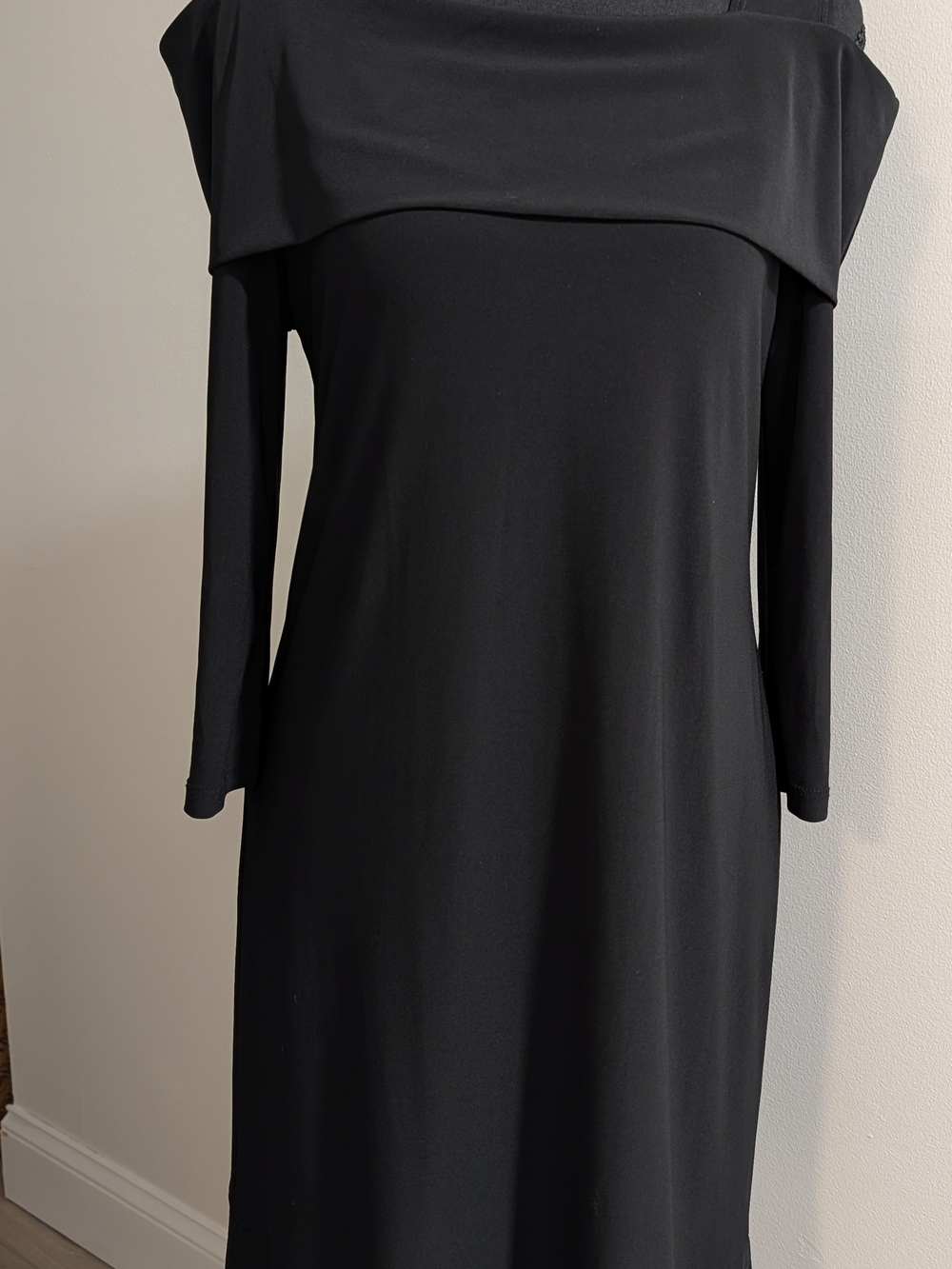 Clara S Black Off Shoulder Dress Small Made in USA Elegant Cocktail Dress